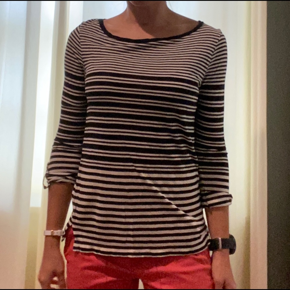 Striped cotton 3/4 tee